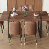 Table and chair set.Industrial Style Walnut-Colored Rectangular Dining Table - 71"x39.3" Large Size.Paired with 6 Brown Suede Chairs.Brown armless dining chair,Suitable for kitchen,Dining room,etc.