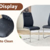 Table and chair set.63"x31.5x30" Luxurious Snow Mountain Patterned Sintered Stone Table with Silver Stainless Steel Butterfly Legs.Paried With 6 Black High-quality PU Chairs With Arched Metal Legs.