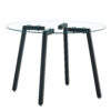 Modern simple style round transparent tempered glass table, tempered glass table top, black metal legs, suitable for kitchen, dining room and living room, 40 "*40" *29.5 "1123r