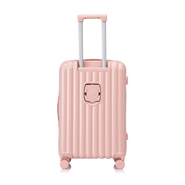 20"/24"/28" 3 pcs/set in ABS Spinner Wheel Luggage, Carry on Suitcase, with Cup Holder & USB Port & Phone Holder (Pink)
