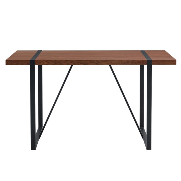766776255fd441ac9b7b24d4b3bbb1dc_d015a145d2bac4555f015b79160aca52 Table and chair set. A minimalist retro rectangular dining table with a specially textured top and black metal legs, paired with 4 soft chairs and black metal legs, showcases a beautiful home style.