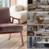 Mid-Century Modern Chair, Living Room Chair with Solid Wood Frame, Accent Chair Extra-Thick Backrest, Wingback Chair for Bedroom, Reading Room, Living Room, Lounge Chair Indoor