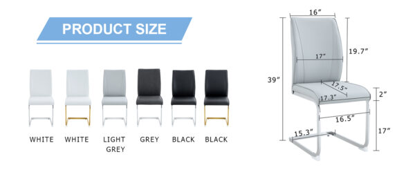 76c81be73b91487e9d5d2184723dd750_a351f23f092478023fe6132f7526f043 Luxury Simple Arch Chair - Set of 6 Light Gray PU Material High Resilience Dining Chair with Arched Metal Silver Leg.