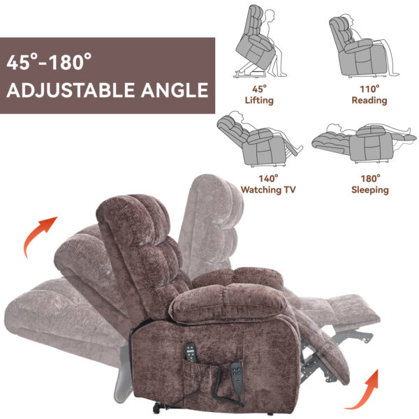 Lift Recliner Chair Heat Massage Dual Motor Infinite Position Up to 350 LBS Large Electric Power Lift Recliners with Power-Remote, Medium-firm and Heavy duty, Brown