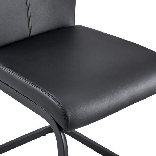 76e0bfcfb738441b8da083ee6d42dbf9_66c69c005aad8f32bc643096ca6d6103 Table and chair set. Modern minimalist grey marble textured MDF dining table with metal frame.Paired with 4 black PU chairs with Black Featuring arched black legs.