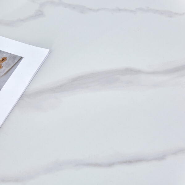 76f27f46fb3a4a44b4aaf6b94ff36829_c304a64bd548fd1d72d9533ae14dfa27 63"x31.5x30" Luxurious Snow Mountain Stone Slab Dining Table with Golden Stainless Steel Butterfly Legs.The tabletop is designed to be scratch and heat resistant.Slabs Tabletop,