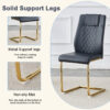 Table and chair set.Luxurious Tempered Glass Dining Set - 63"x35.4" with 6 Comfortable Black PU Chairs With Golden Arched Metal Legs .V-Shaped Support Design Table Leg.