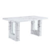 64.5 x 35.4 Inch Stylish Marble Textured Dining Table, Perfectly Blending Simplicity And Transparency. Made of MDF Material With White Marble Texture Stickers, It Exudes A Strong Sense Of Fashion.