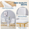 Luxury Simple Chair - Set of 6 White PU Material High Resilience Dining Chair with Metal Gold Leg.The Chair Back Has a Vertical Stripe Design With Smooth And Uniform Lines.