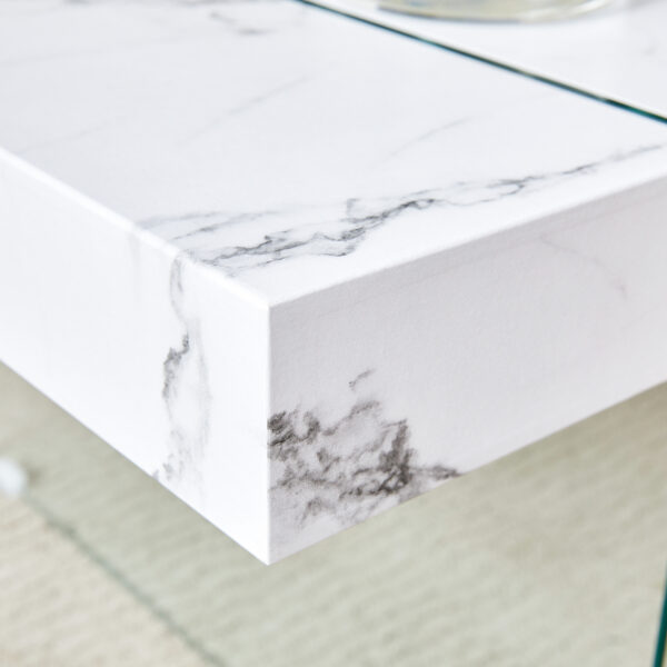77a876054ac947f4bac7d32586699a4e_d065f77b0c8808ebb6c7eb6883c62280 43.3"x23.6" White Marble-Patterned MDF Coffee Table with Tempered glass legs.Suitable for Living Room.It can be used not only as a coffee table but also as a side table or display stand.