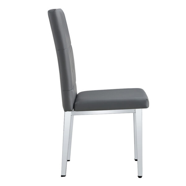 77d2c677d22a4e958127ea64ca44ebd5_1f1692e1d87250915d2a979258180ed6 2 piece set of gray armless dining chairs brings a touch of elegance and mystery to the dining area with its deep gray tone,The grid and buckle design of the back add a vintage yet fashionable touch