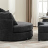 Orisfur. 360° Swivel Accent Barrel Chair with Storage Ottoman & 4 Pillows, Modern Chenille Leisure Chair Round Accent for Living Room, Gray