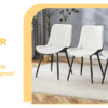 Extended Seat Cushion PU Dining Chair Set - Four Pieces.Smooth line design.Can integrate well into various modern home decoration styles.White and Black Splicing Colors.