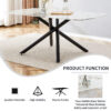 Large rectangular imitation marble dining table, 6-8 seats, 0.39 "black artificial marble countertop, smooth chrome legs, Sleek Chrome Legs. Perfect for Kitchen, Dining, Living, Meeting, Banquet 1537
