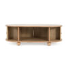 MDF ELEGANT LONG OVAL STORAGE SIDE TABLE WITH RETRO CHARM, NATURAL COLOR