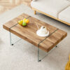 43.3"x23.6" Wood colored texture sticker MDF Coffee Table with Tempered glass legs.Suitable for Living Room.It can be used not only as a coffee table but also as a side table or display stand.