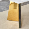 63"x31.5x30" Luxurious Snow Mountain Stone Slab Dining Table with Golden Stainless Steel Butterfly Legs.The tabletop is designed to be scratch and heat resistant.Slabs Tabletop,