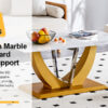 Coffee table.Modern minimalist Tempered glass with sticker desktop ,golden MDF legs and stainless steel decorative columns. Lightweight and easy to move. CT-907