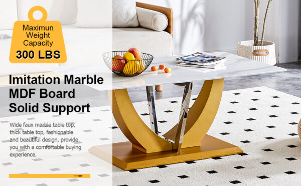 798ed0d0777542f1a20577a718a118fd_bf36e59cb6b9b2b715af4856a42198a6 Coffee table.Modern minimalist Tempered glass with sticker desktop ,golden MDF legs and stainless steel decorative columns. Lightweight and easy to move. CT-907