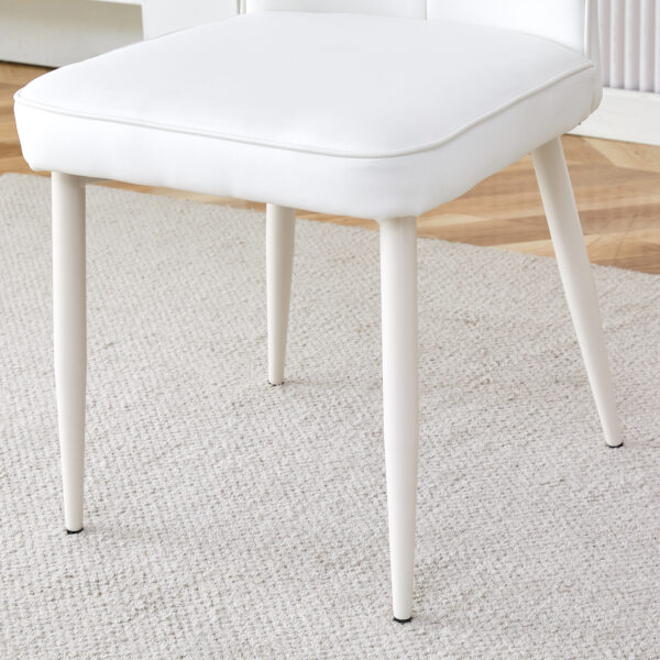 7998d6a702c74b8f8e18db81b2d027b1_117bdcf5e44d650d017904f15fbe4be7 Table and chair set, MDF desktop, white metal table legs, stable and beautiful, suitable for most styles of home. Modern simple dining table, comfortable seating.