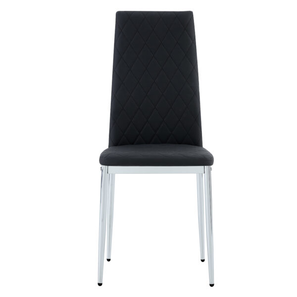 Grid armless high backrest dining chair, black chair and 6-piece set of electroplated metal legs, office chair. Suitable for restaurants, living rooms, kitchens, and offices.W115163430  0924