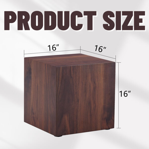 79d19b07996242a9ba56a1475a722fc1_7c260ab3ee1d81a13a1a937e5d81912f 16*16*16 Inch Walnut Wood Grain MDF Coffee Table - Luxurious Design, Perfect Living Room Accent.Cube fashion texture design coffee table, suitable for various situations and scenes.