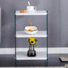 Three levels of bedside tables. The board surface is MDF, with white stickers, and both sides are transparent tempered glass. The design is simple and generous, with storage function.