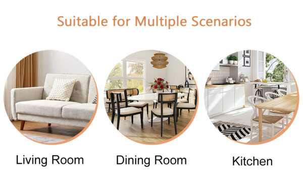 79fed44e4bfb4449b020556d4e4b5d3c_7b643e9a5188d49c7aafc09e8cc69a7d Table and chair set.Modern circular transparent tempered glass table, tempered glass tabletop, silver metal table legs.A Set of 4 White PU Comfort Dining Chairs with extended backrest.