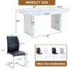 Table and chair set.63"*35.4" White Imitation Marble Pattern MDF Dining Table Set - 4 Soft and Comfortable Black PU Chair With Arched Metal Silver Leg.Create Your Exclusive Low-Key Luxury Space.