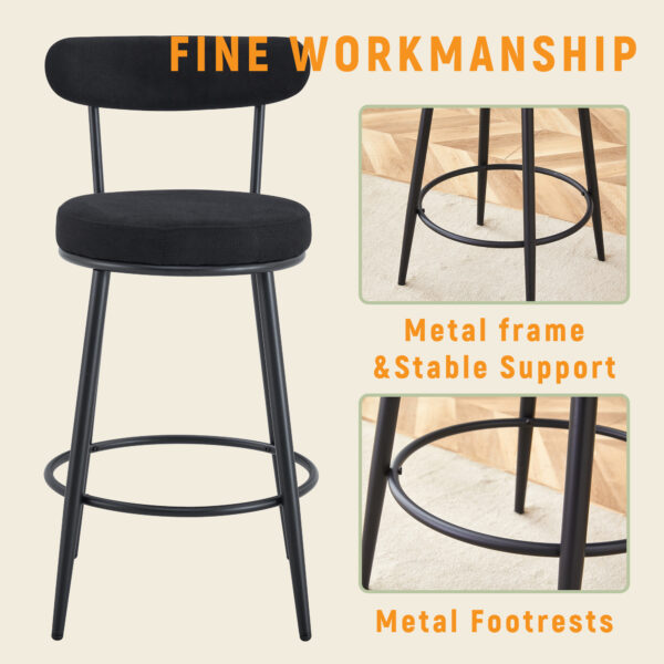 7a1370a95bdc43d887765accadb85b98_e8e3d264139678e402fd37e9183f85e9 Fashionable and Comfortable - Two Sets of Ergonomic High Legged Bar Chairs, With Black Breathable Fabric Cushions And a Total Height of 35.5 Inches.Pack two in one box.