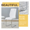 Table and chair set.63"x31.5x30" Luxurious Pandora patterned Sintered Stone Tabletop with Silver Stainless Steel Butterfly Legs.Paried With 6 White High-quality PU Chairs With Arched Metal Legs.