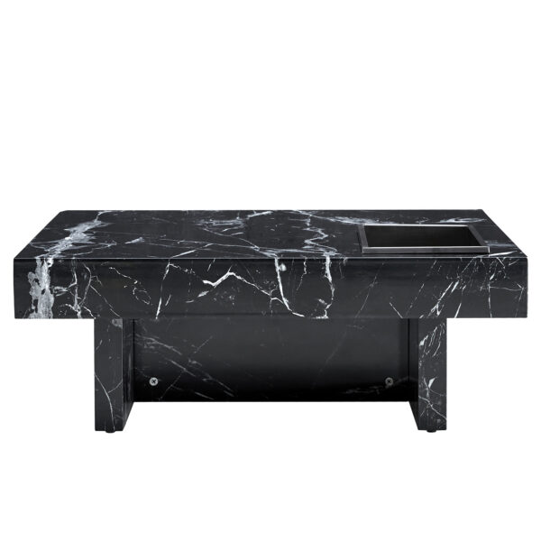 A modern and practical coffee table made of MDF material with black patterns. The fusion of elegance and natural fashion  31.4"*31.4"*12"