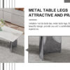 Modern minimalist dining table. Imitation marble glass sticker desktop, stainless steel legs, stable and beautiful. 4 premium PU seats. 63 inches * 35.4 inches * 29.5 inches DT-69 C-1162