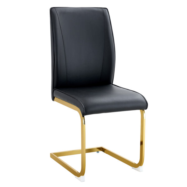 7a6c83c462b84fde9e1d9fca6abd7873_98b79849cd151eb4c1cb63056188ae2e Luxury Simple Arch Chair - Set of 8 BLACK PU Material High Resilience Dining Chair with Arched Metal Gold Leg.Packed In Two Boxes.