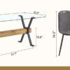 Table and chair set.79"x31.5" with X-shaped Black Metal Table Legs,Wood Grain Textured MDF Crossbeam.Paired With 8 Chairs Made Of Dark Gray Lnen Fabric.Iron pipe spraying Legs.