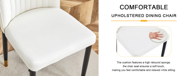 7a832a357e3d4c7cb21ea0485eb338c1_5294b3e086a320eae3f37a0c5db41fbb 4 Dining Chair Set, White Dining Chair Set, PU Material High Back Seat and Sturdy Black Leg Chair for Dining Room, Kitchen and Living Room c-010