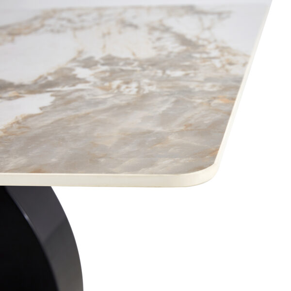 7ac7058ea12f44378b952402e28c6134_fdda3e476afa39c8ffdaacedebb447c6 Large modern minimalist rectangular dining table suitable for 6-8 people, Equipped with a 0.4 inch pattern desktop, MDF material OC shaped bracket, and metal base F-OC