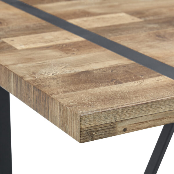 7ac9866ca80a4129ab9666ce69e567d6_f9b429fe5c733a5cc187214a5ba89dad A minimalist retro rectangular dining table with a specially textured top and black metal legs.Contemporary Minimalist MDF Wood Color Textured Tabletop.Able To Give People A Visual Beauty With Rules.