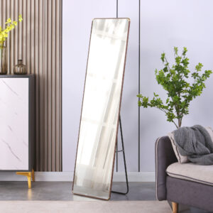 The 4th generation floor standing full-length mirror. wall mirror, bathroom makeup mirror, bedroom foyer. Elegant Flower Pear Color Full-Length Mirror - Aluminum Alloy Frame Design. 60*16.5"