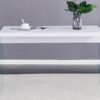 The top of the coffee table is made of MDF and white stickers, and the sides are clear tempered glass. The design is simple and elegant, and the structure is strong.