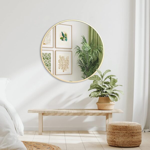 32 Inch Gold Metal Framed Round Bathrrom Mirror for Wall.(W2203134043)