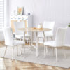 Table and chair set, MDF desktop, white metal table legs, stable and beautiful, suitable for most styles of home. Modern simple dining table, comfortable seating.