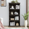 4 Tier Glass Display Cabinet for Living Room Stylish Storage Curio Cabinet with Flip Up Glass Doors Perfect Collectors Showcase Toy Figure Organizers Rack Elegant Bookcase- BROWN