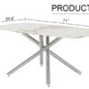 Large modern minimalist rectangular dining table with 0.39 "imitation marble tabletop and silver metal legs, suitable for kitchens, restaurants, living rooms, conference rooms.W1151S00986