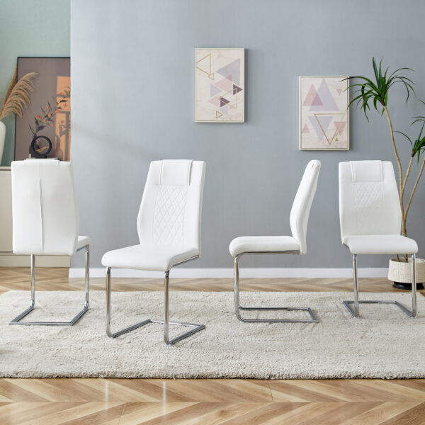 7b20a1512e3f465398178064a5cb8e2b_20230926_142dd377a76da4192bebc68fbb6bb07f Modern Dining Chairs with Faux Leather Padded Seat Dining Living Room Chairs Upholstered Chair with Metal Legs Design for Kitchen, Living, Bedroom, Dining Room Side Chairs Set of 4 (White+PU )C-001