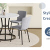 Table and chair set.A Modern Minimalist Circular Dining Table With A Diameter Of 33.3 Inches.Paired With 4 High Quality Light Gray Dining Chairs Made Of Linen Fabric.Iron pipe spraying Legs.