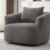 360° Swivel Chair, 38.2" Accent Chair Sofa, Upholstered Swivel Barrel Sofa Chair with a Throw Pillow for Living Room, Bedroom, Office and Hotel, Grey