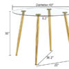 A glass tabletop with a diameter of 40 inches and a modern minimalist circular dining table with gold plated metal legs. 40 '* 40' * 30 ' DT-1164
