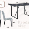 Table and chair set.Modern Black Marble Pattern MDF Dining Set - 55"x31.4"with 4 Light Gray PU chairs with a vertical stripe design on the backrest.Suitable for kitchen,Dining room,etc