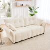 Premium Two-Seater Sofa - Ergonomic Design with High-Resilience Foam Cushions, Modern Chenille Fabric Upholstery for Living Room, Lounge, Office Space, White